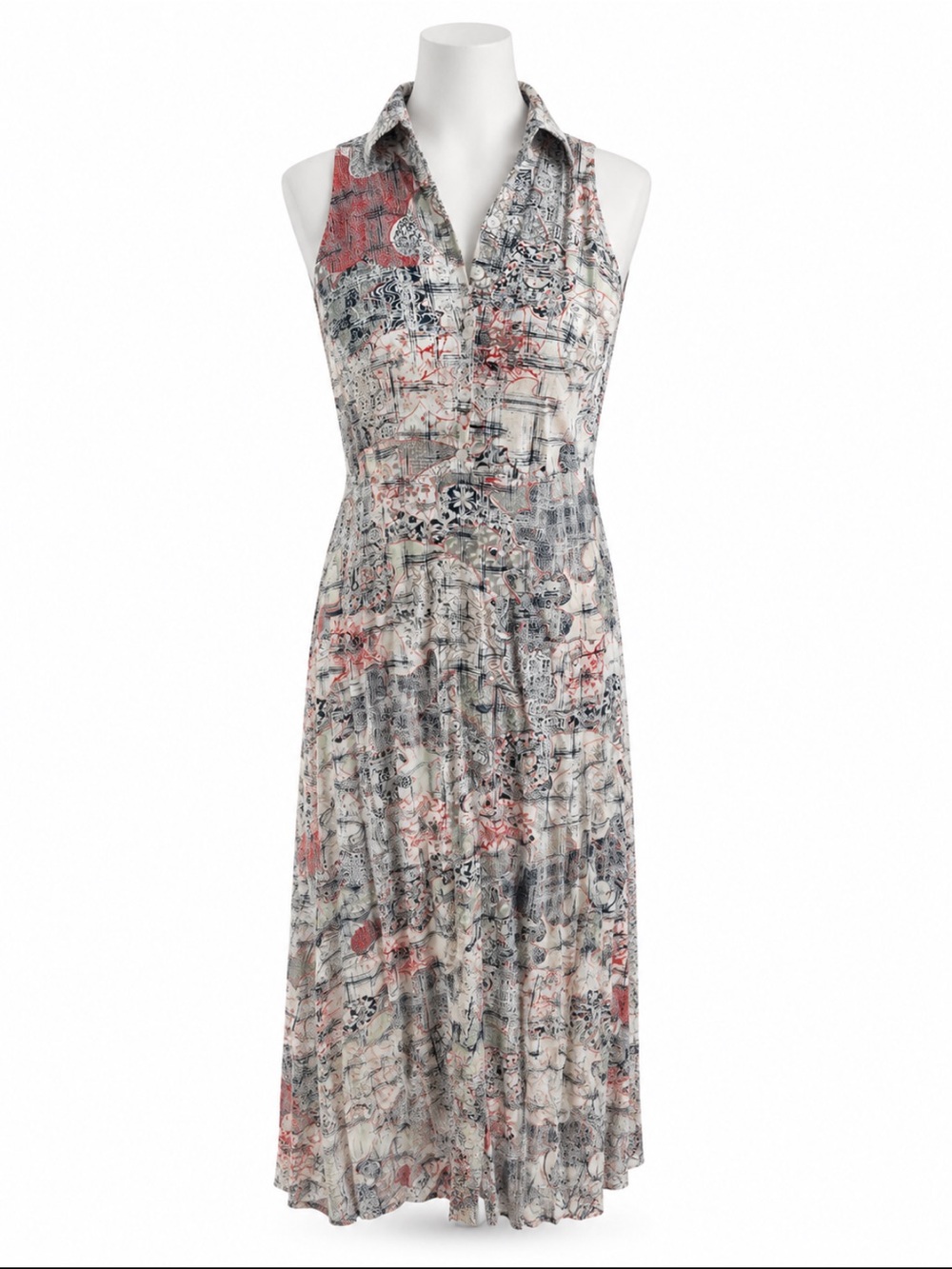NOVICA Empower Abstract Print Rayon Maxi Dress M